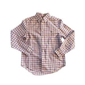 Ralph Lauren Plaid Button Down Shirt Size M 10-12 Red Blue White Long Sleeve